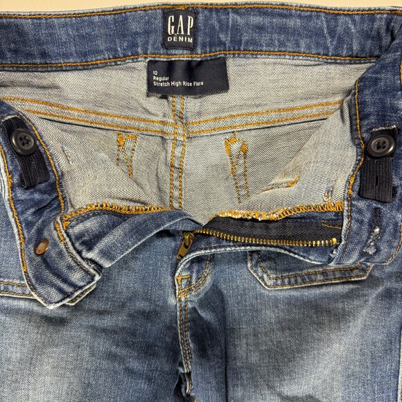 Gap Girls High Rise Flare Jeans Size 12 Blue Stretch Denim Retro Y2K Style - Picture 5 of 7